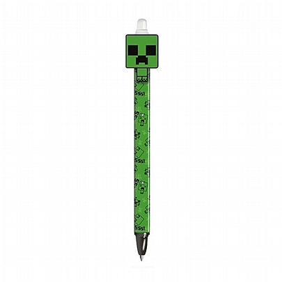 Στυλό που σβήνει με Κουμπί Minecraft Creeper - Μπλε (0.5mm) - Pyramid International