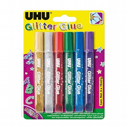 Κόλλες διακόσμησης Xmas - 6 Glitter Χρώματα (10ml) - Uhu